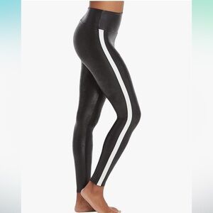 SPANX Faux Leather Leggings for Women Tummy Control with Side Stripe